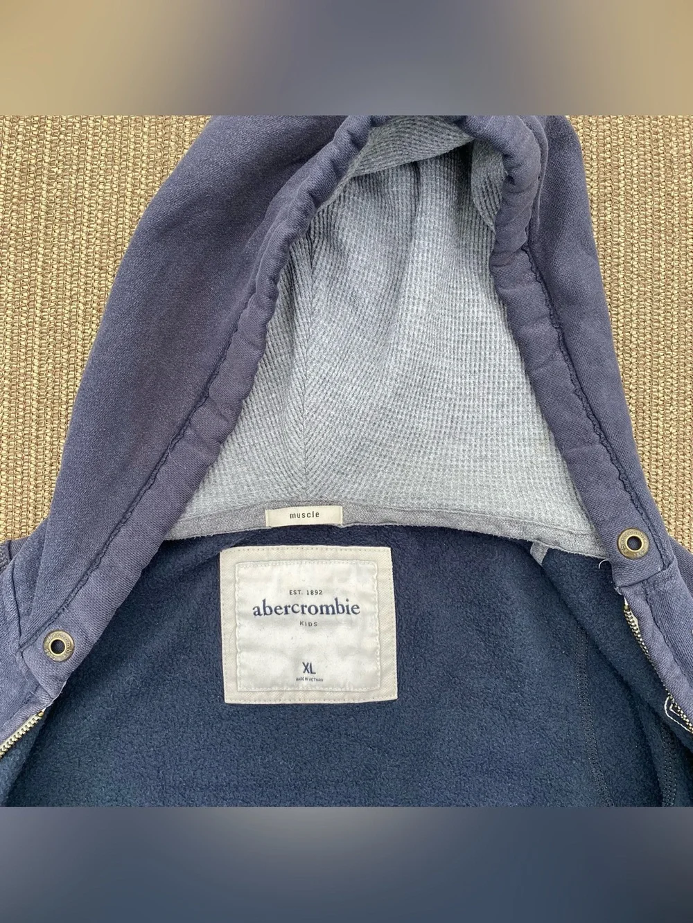 Abercrombie Kids Vintage Navy Zip Up Hoodie Size XL